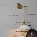 Floral white & brass led wall light bedroom ceramic sconce with switch by Decorbites