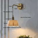 Floral white & brass led wall light bedroom ceramic sconce with switch by Decorbites