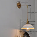 Floral white & brass led wall light bedroom ceramic sconce with switch by Decorbites