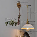 Floral white & brass led wall light bedroom ceramic sconce with switch by Decorbites