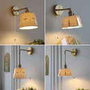 Floral white & brass led wall light bedroom ceramic sconce with switch by Decorbites
