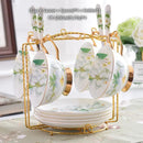 GobekUsa Camellia Bone China Tea & Coffee Set - Porcelain Teatime Pot, Cups, & Sugarpot