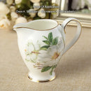 GobekUsa Camellia Bone China Tea & Coffee Set - Porcelain Teatime Pot, Cups, & Sugarpot
