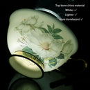 GobekUsa Camellia Bone China Tea & Coffee Set - Porcelain Teatime Pot, Cups, & Sugarpot