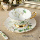 GobekUsa Camellia Bone China Tea & Coffee Set - Porcelain Teatime Pot, Cups, & Sugarpot