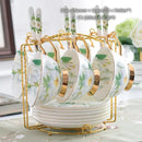 GobekUsa Camellia Bone China Tea & Coffee Set - Porcelain Teatime Pot, Cups, & Sugarpot