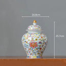 GobekUsa Enamelled Porcelain Tea Caddy Ginger Jar - Desktop Storage Container