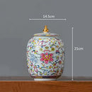 GobekUsa Enamelled Porcelain Tea Caddy Ginger Jar - Desktop Storage Container