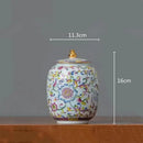 GobekUsa Enamelled Porcelain Tea Caddy Ginger Jar - Desktop Storage Container