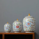 GobekUsa Enamelled Porcelain Tea Caddy Ginger Jar - Desktop Storage Container