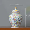 GobekUsa Enamelled Porcelain Tea Caddy Ginger Jar - Desktop Storage Container