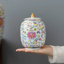 GobekUsa Enamelled Porcelain Tea Caddy Ginger Jar - Desktop Storage Container