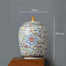 GobekUsa Enamelled Porcelain Tea Caddy Ginger Jar - Desktop Storage Container