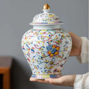 GobekUsa Enamelled Porcelain Tea Caddy Ginger Jar - Desktop Storage Container