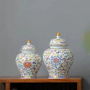 GobekUsa Enamelled Porcelain Tea Caddy Ginger Jar - Desktop Storage Container