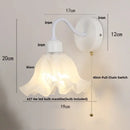 GobekUsa Glass Iron LED Wall Sconce Pull Chain Switch Stair Light Fixture for Bedroom
