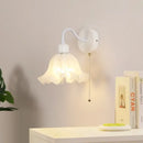 GobekUsa Glass Iron LED Wall Sconce Pull Chain Switch Stair Light Fixture for Bedroom