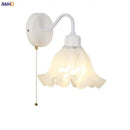GobekUsa Glass Iron LED Wall Sconce Pull Chain Switch Stair Light Fixture for Bedroom