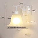 GobekUsa Glass Iron LED Wall Sconce Pull Chain Switch White Stair Light
