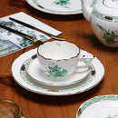GobekUsa Green Plant Patterns Ceramic Tea Cup Set with Spoon and Plate - Perfect for English Afternoon Tea Time