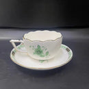 GobekUsa Green Plant Patterns Ceramic Tea Cup Set with Spoon and Plate - Perfect for English Afternoon Tea Time