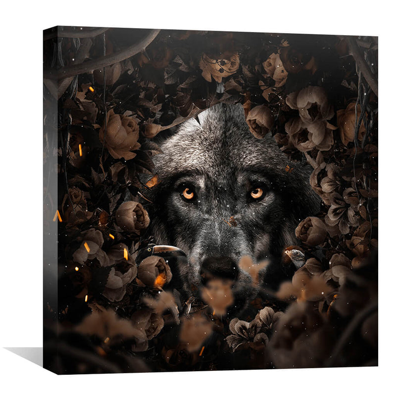 Floral Wolf Canvas