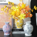 GobekUsa Blue & White Porcelain Vase Pot for Stylish Room Aesthetic Decor & Flowers