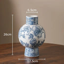 GobekUsa Blue & White Porcelain Vase Pot for Stylish Room Aesthetic Decor & Flowers
