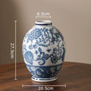 GobekUsa Blue & White Porcelain Vase Pot for Stylish Room Aesthetic Decor & Flowers