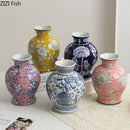 GobekUsa Blue & White Porcelain Vase Pot for Stylish Room Aesthetic Decor & Flowers