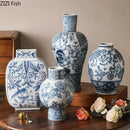GobekUsa Blue & White Porcelain Vase Pot for Stylish Room Aesthetic Decor & Flowers