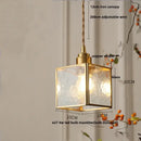GobekUsa Glass Brass Pendant Lamp, Adjustable Loft LED Light for Kitchen Bar Balcony
