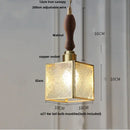 GobekUsa Glass Brass Pendant Lamp, Adjustable Loft LED Light for Kitchen Bar Balcony