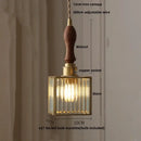 GobekUsa Glass Brass Pendant Lamp, Adjustable Loft LED Light for Kitchen Bar Balcony