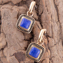 Flourish Blue Lapis Golden Drop Earrings