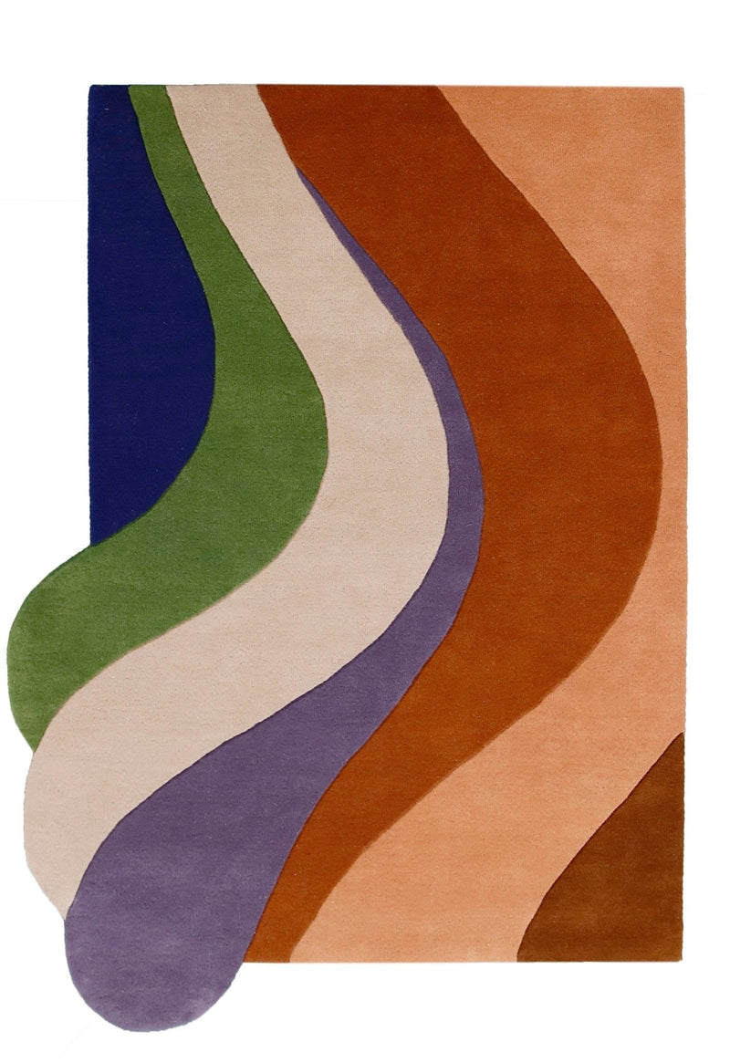 Vibrant Colorful Modern Abstract Wool Area Rug 5x8 - Hand Tufted