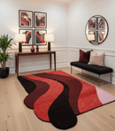 Flow Modern Abstract Red And Maroon Hand Tufted 5x8 Wool Rug