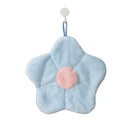 Flower shaped pink & light blue coral fleece hand towels bathroom by Decorbites