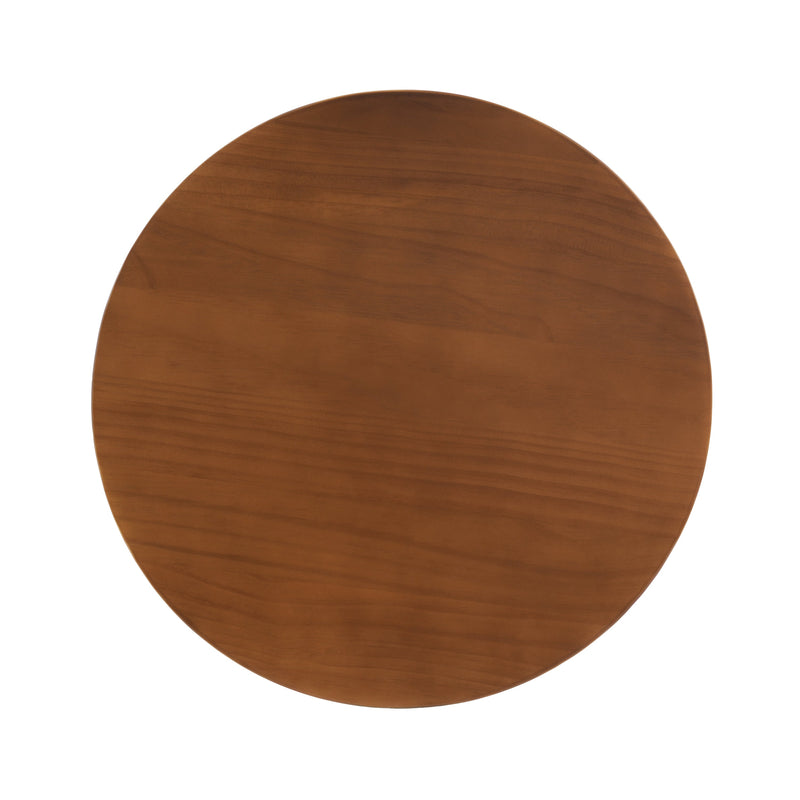 Flower Shaped Solid Pine Round Side Table with Artistic Petal Base - Walnut, photo 9 of 9