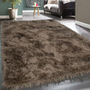 Fluffy Rug Shaggy For Living Room in Brown Soft & Shimmering
