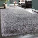 Fluffy Rug Shaggy For Living Room in Grey Soft & Shimmering