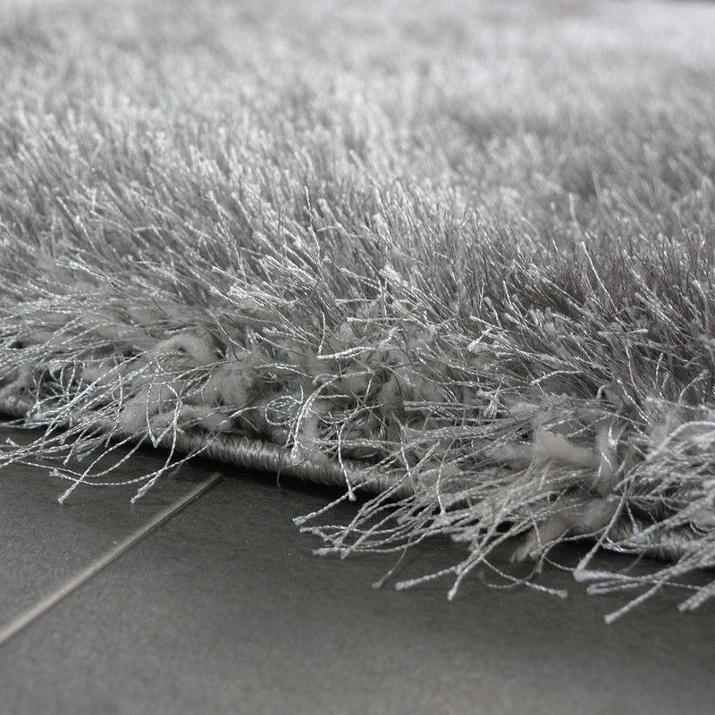 Fluffy Rug Shaggy For Living Room in Grey Soft & Shimmering