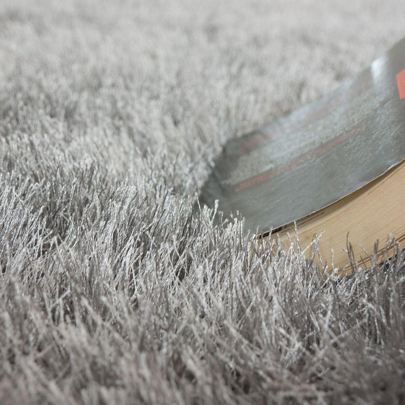 Fluffy Rug Shaggy For Living Room in Grey Soft & Shimmering