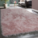 Fluffy Rug Shaggy For Living Room in Pastel Pink Soft & Shimmering