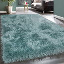 Fluffy Rug Shaggy For Living Room in Turquois Soft & Shimmering