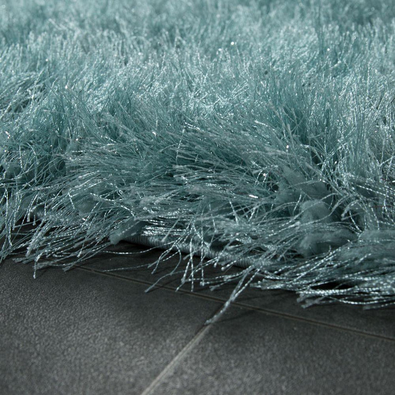 Fluffy Rug Shaggy For Living Room in Turquois Soft & Shimmering