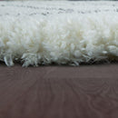 Fluffy Shag Rug Flokati Style Diamond Pattern Cream