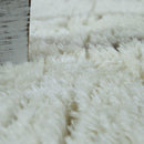 Fluffy Shag Rug Flokati Style Diamond Pattern Cream