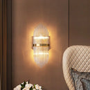 GobekUsa Flute-shaped Wall Sconce with Clear Crystal Rods - Bedside Wall Light in Gold