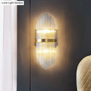 GobekUsa Flute-shaped Wall Sconce with Clear Crystal Rods - Bedside Wall Light in Gold